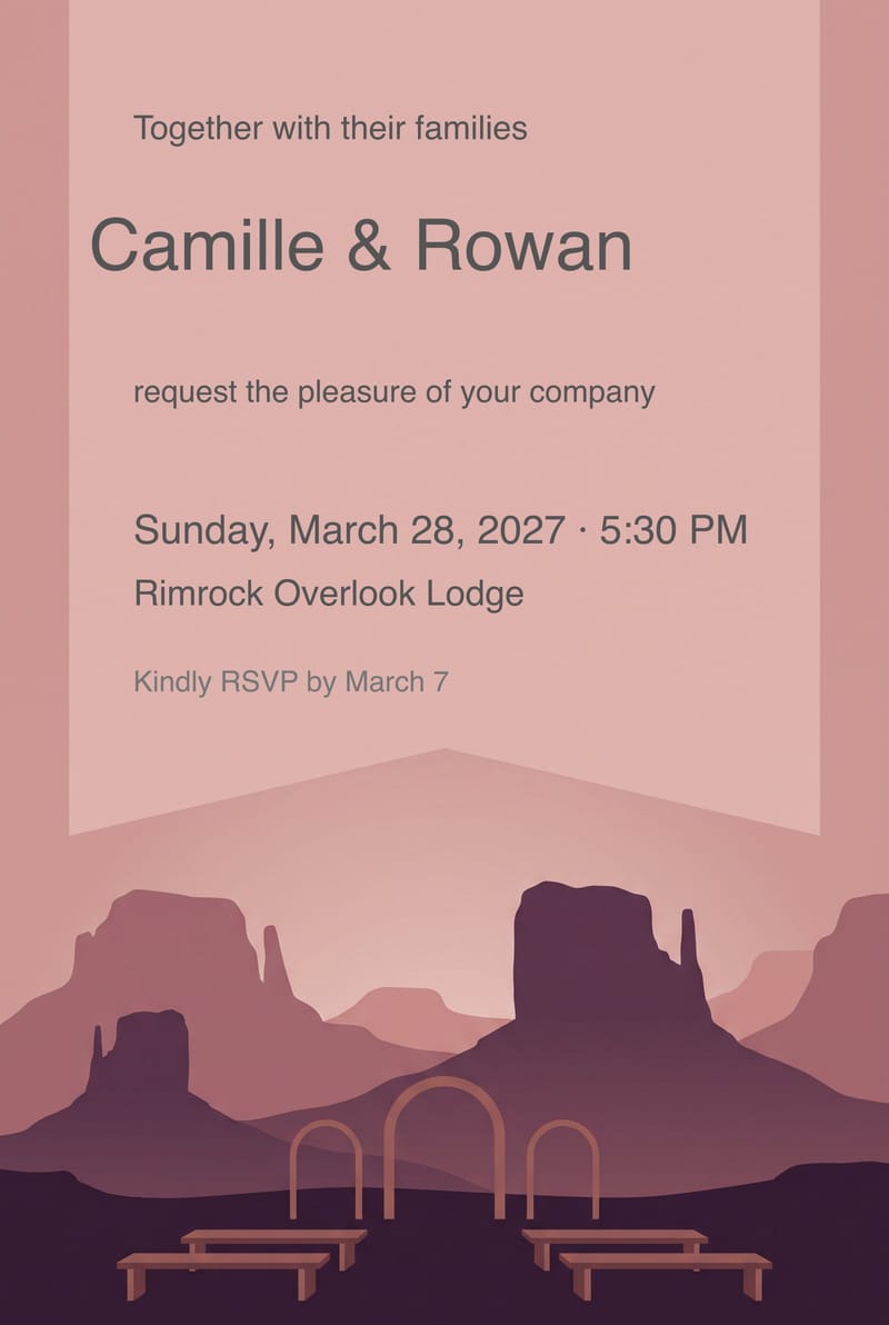 Desert Mountain Dusk Wedding Invitation invitation