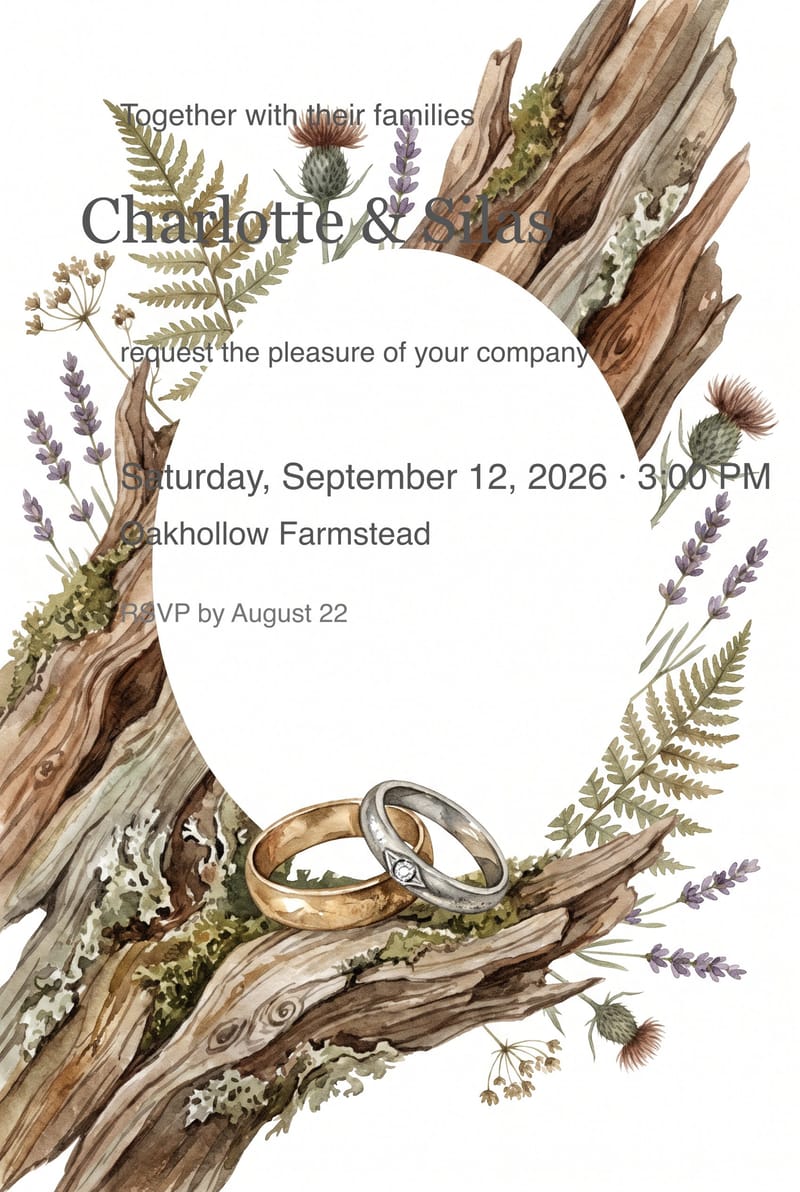 Antique Rings On Rustic Wood Wedding Invitation invitation