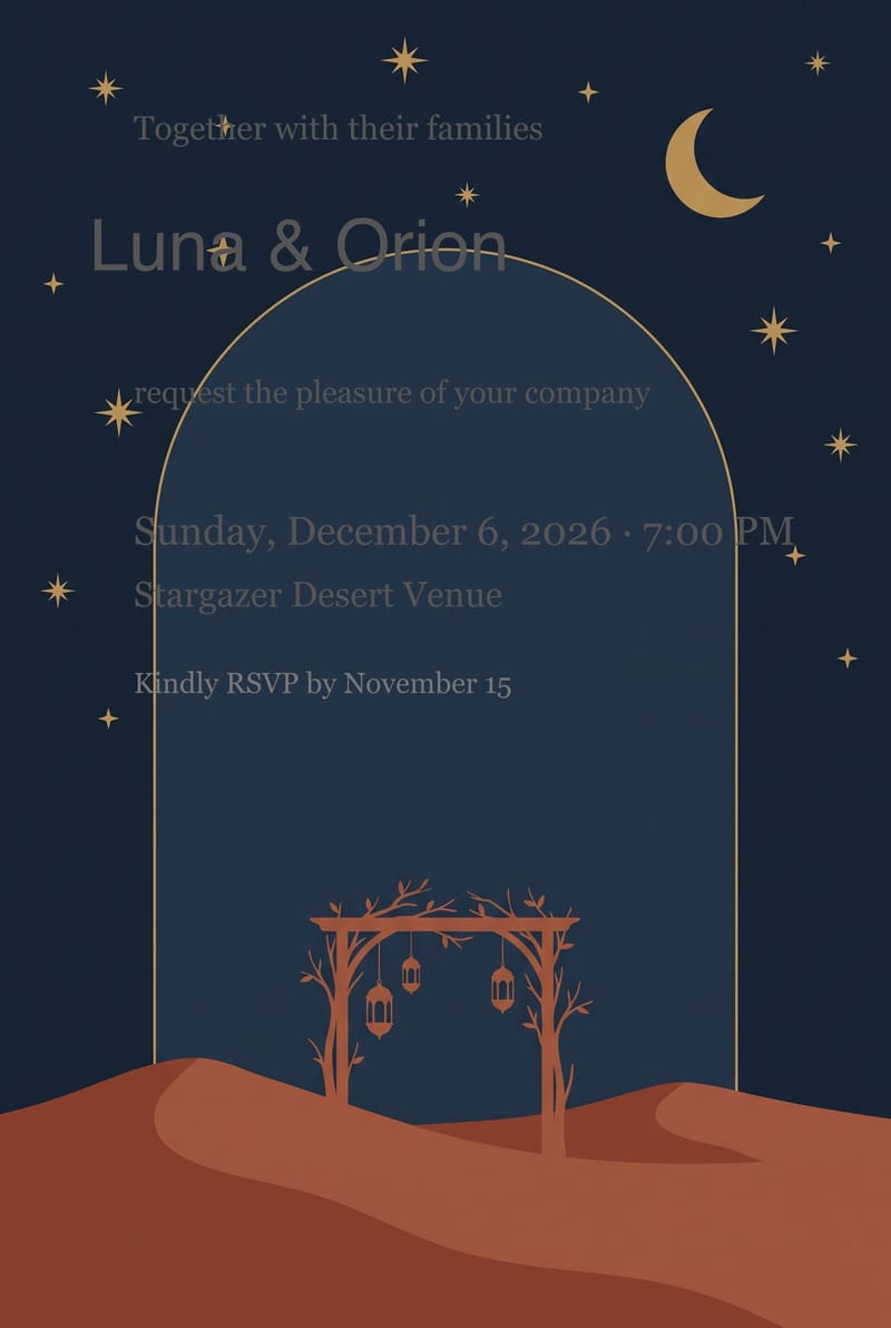 Starry Desert Night Arch Wedding Invitation invitation