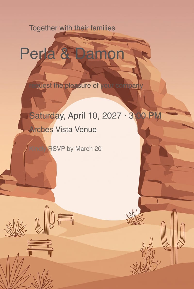 Natural Desert Rock Arch Wedding Invitation invitation