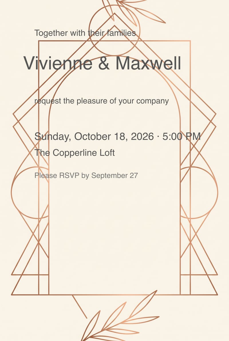 Copper Geometric Arch Modern Wedding Invitation invitation
