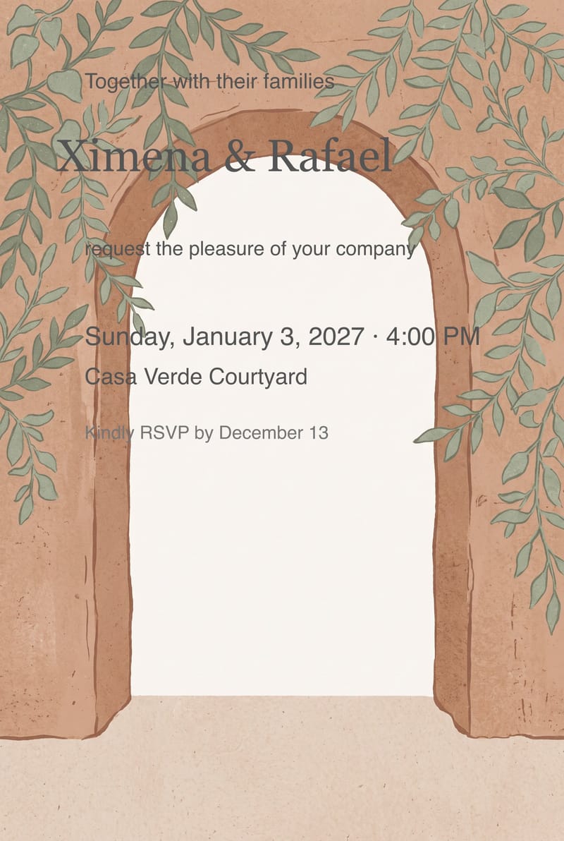 Adobe Wall Arch Modern Wedding Invitation invitation