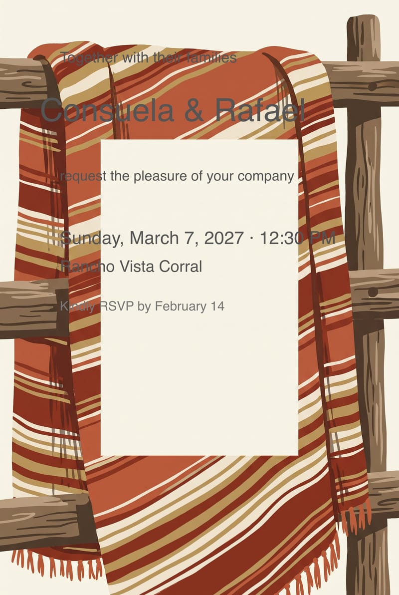 Woven Blanket Fence Wedding Invitation invitation