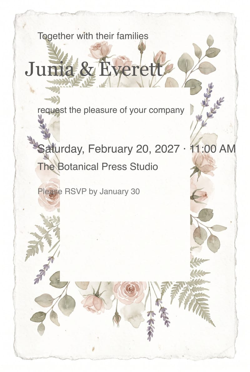 Pressed Wildflowers Wedding Invitation invitation