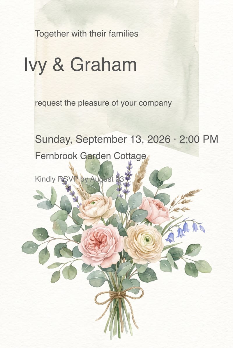 Eucalyptus Wildflower Bouquet Rustic Wedding Invitation invitation
