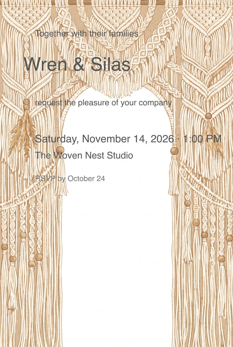 Macrame Arch Boho Wedding Invitation invitation
