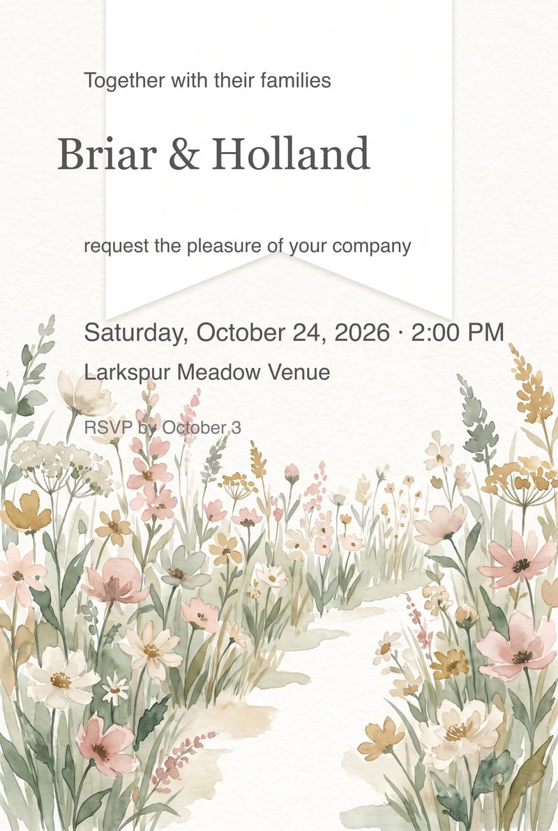 Wildflower Aisle Runway Rustic Wedding Invitation invitation