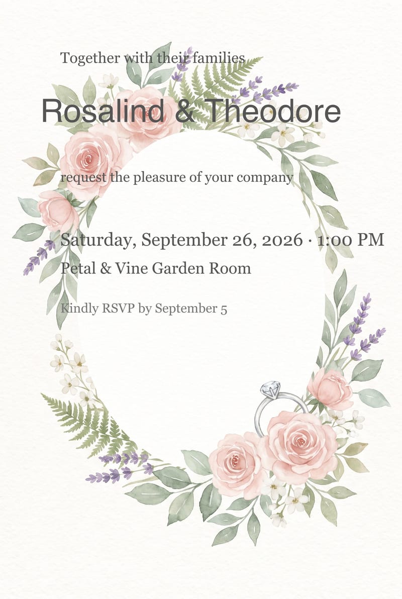 Wildflower Wreath Ring Rustic Wedding Invitation invitation