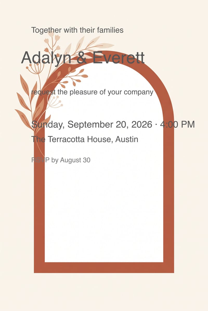 Minimalist Terracotta Arch Modern Wedding Invitation invitation