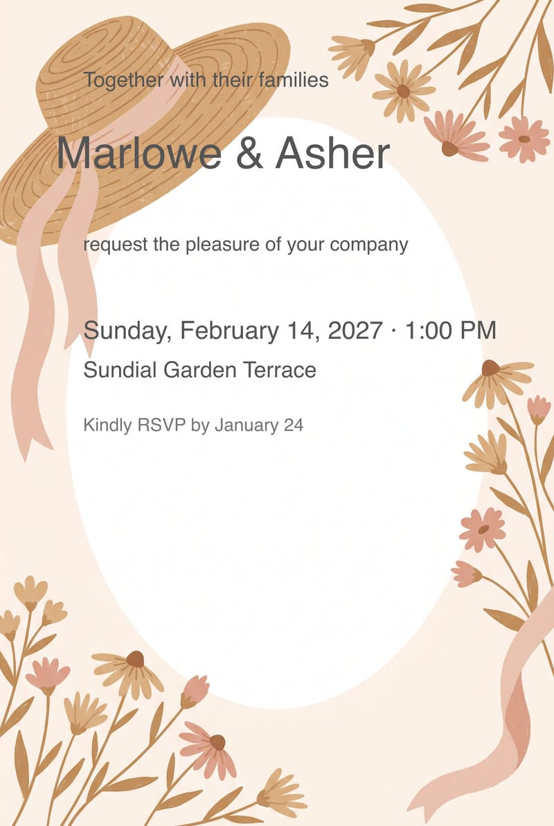 Woven Straw Hat Wedding Invitation invitation
