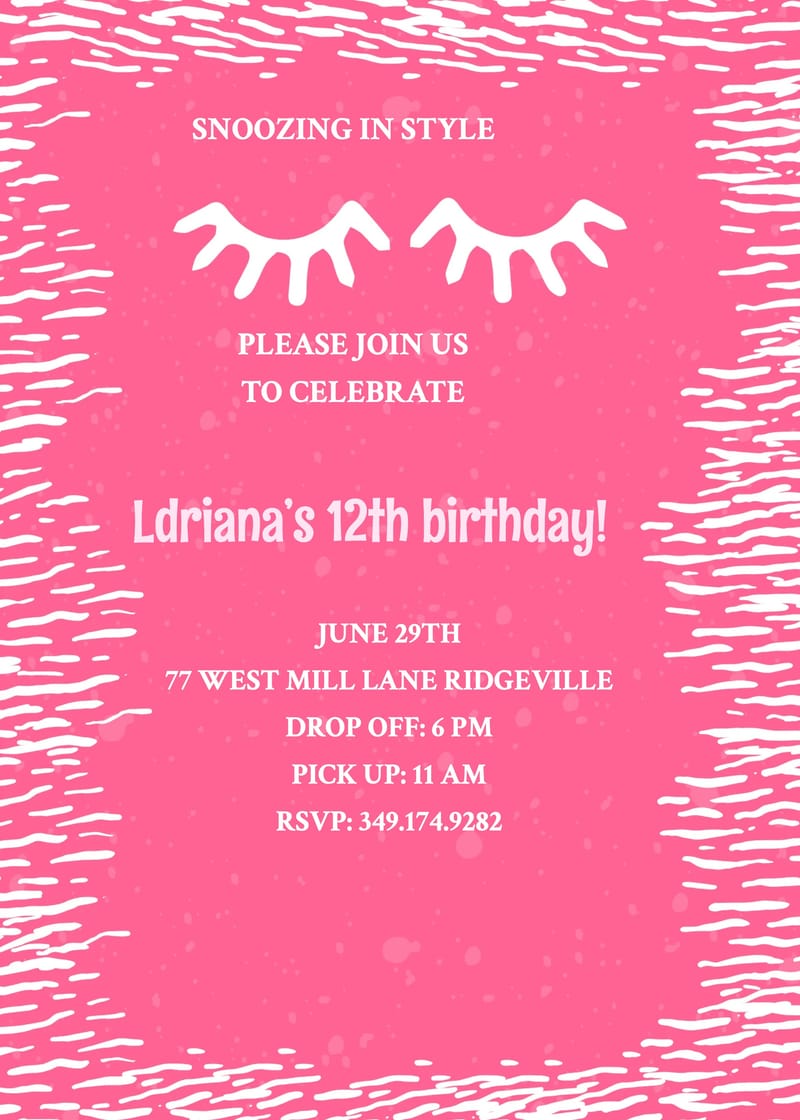 eye sleepover birthday invitation Card sleepover birthday invitations template with stylish layout