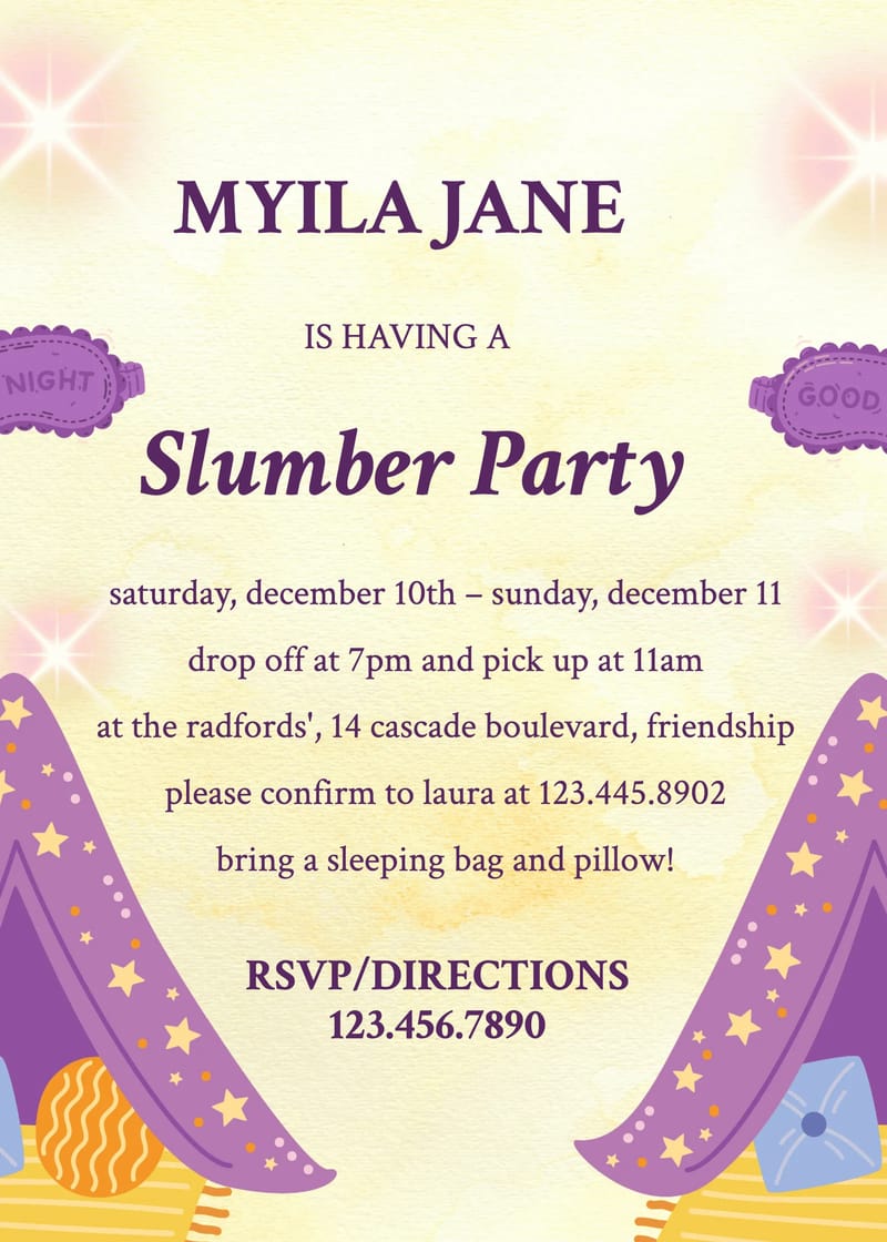 camp sleepover birthday invitation Template sleepover birthday invitations invitation card design for events