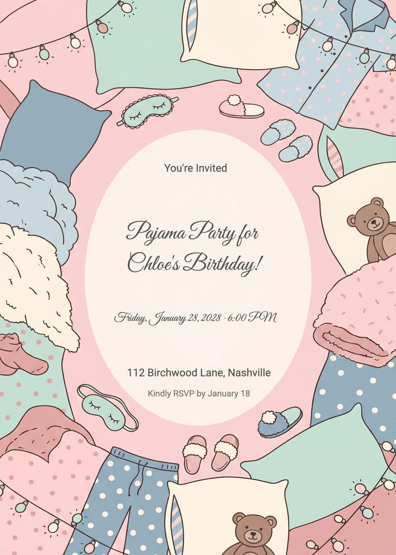 Pajama Party Sleepover Invitation invitation