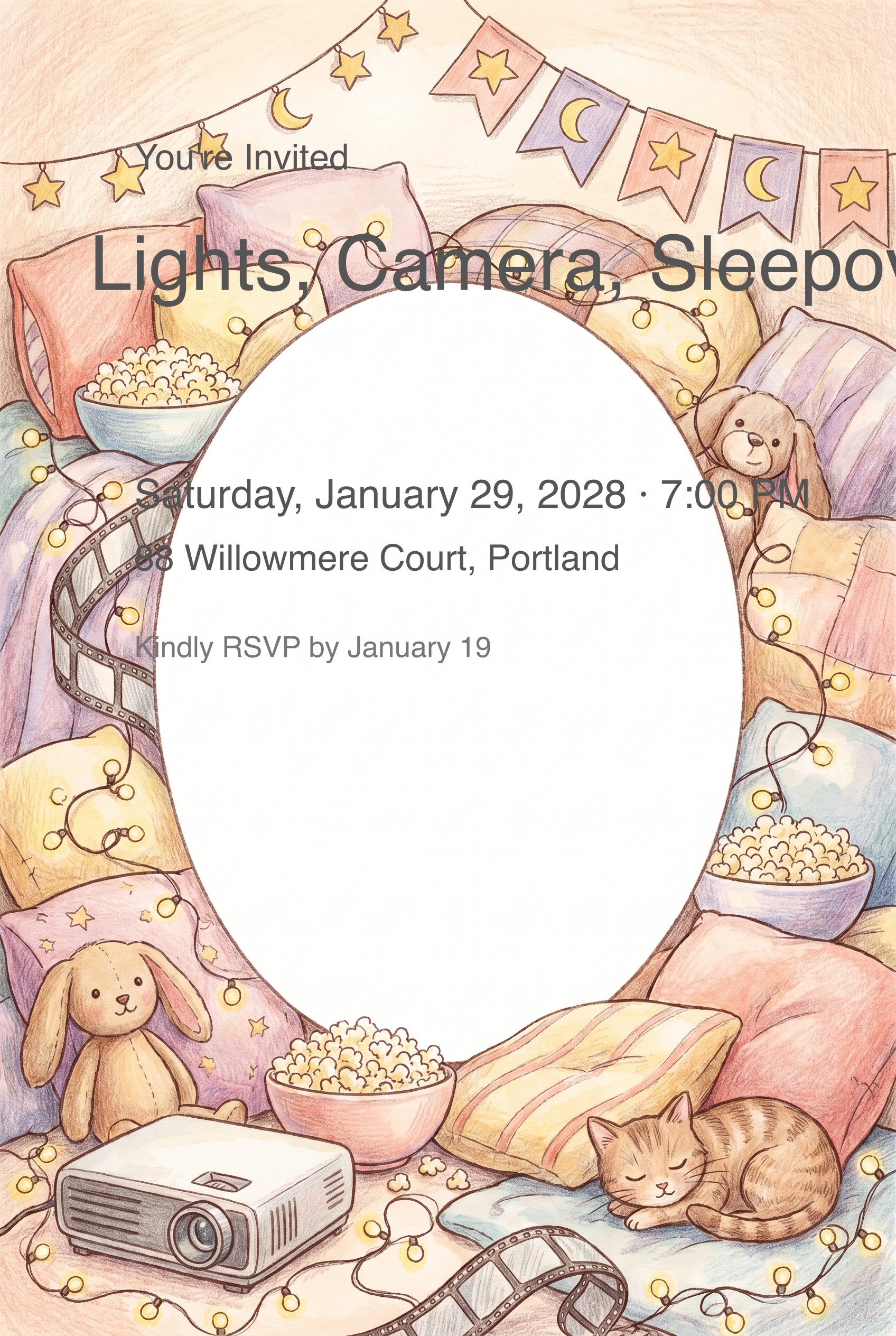 Movie Night Sleepover Invitation invitation