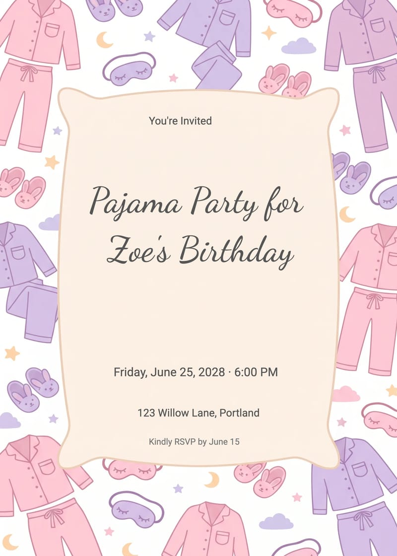 Pajama Party Sleepover Birthday Invitation invitation
