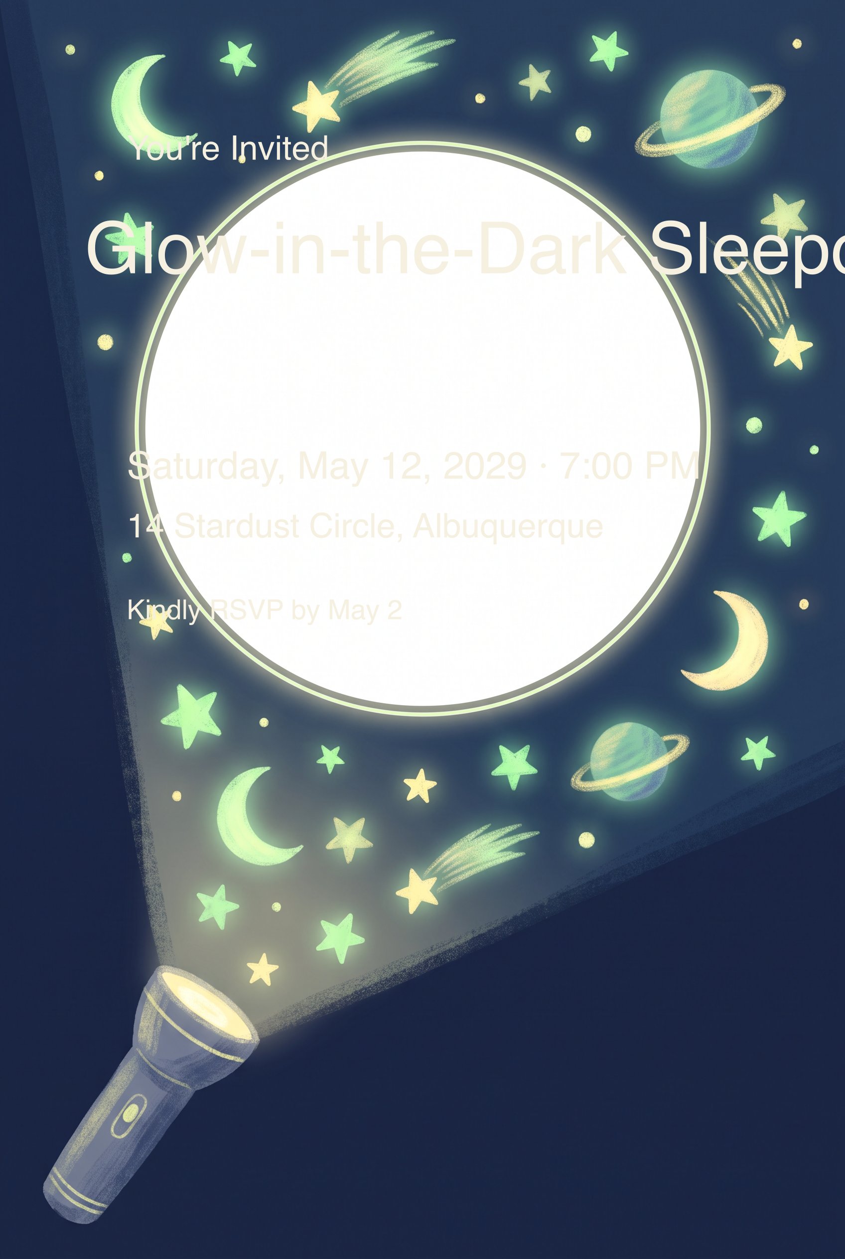 Glow In The Dark Sleepover Birthday Invitation invitation