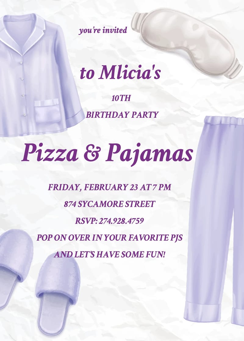 pajamas sleepover birthday invitation Template sleepover birthday invitations invitation card design for events