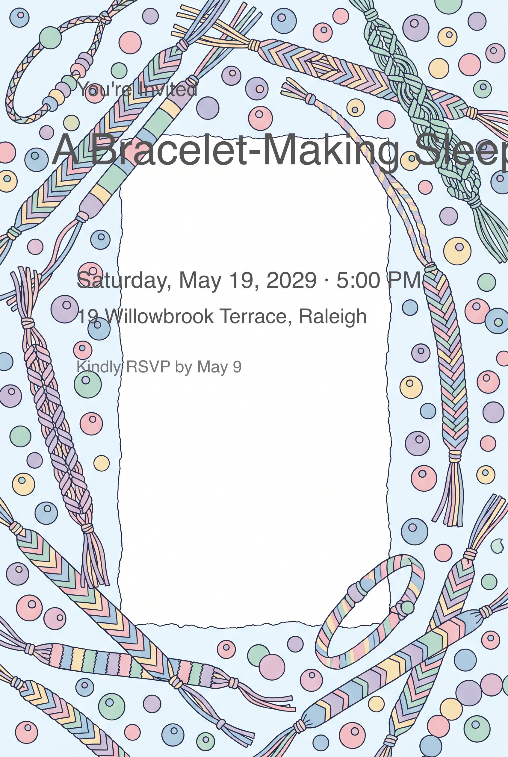 Friendship Bracelets Sleepover Birthday Invitation invitation