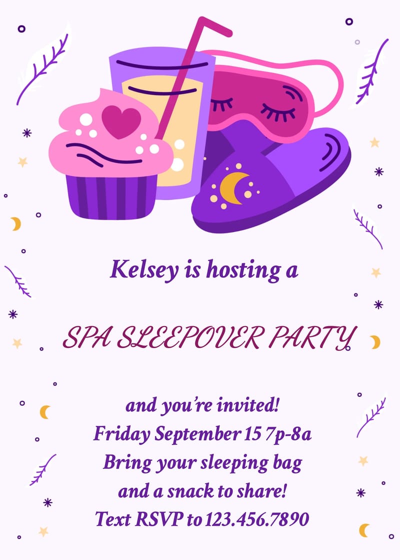 Elegant digital sleepover birthday invitations card â sleeper sleepover birthday invitation Card template