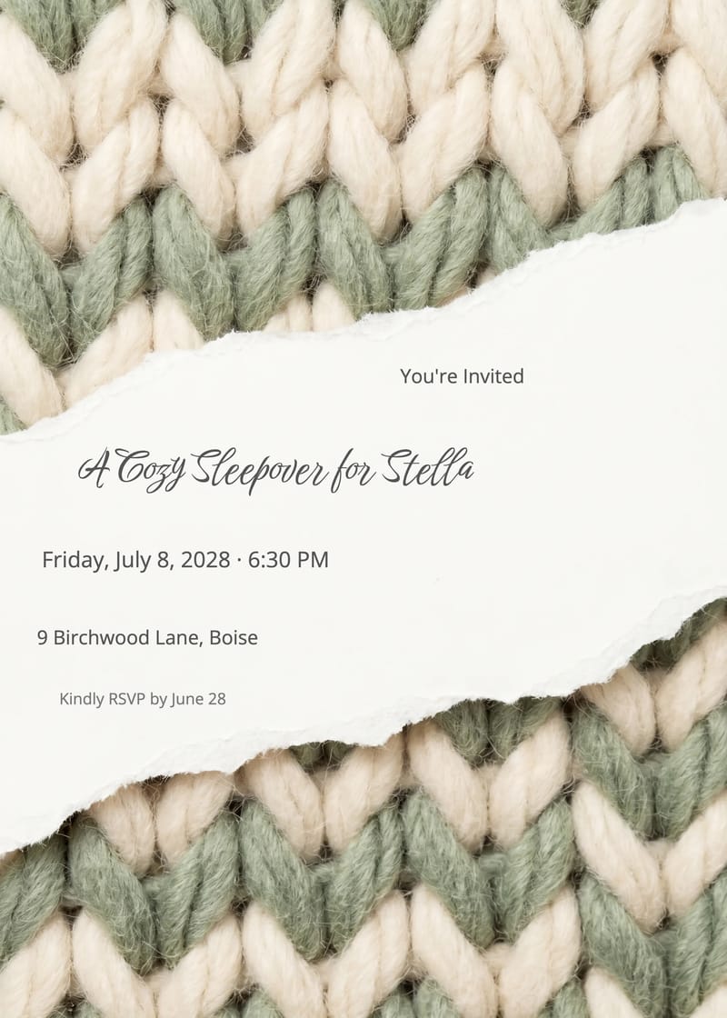 Cozy Blanket Sleepover Birthday Invitation invitation