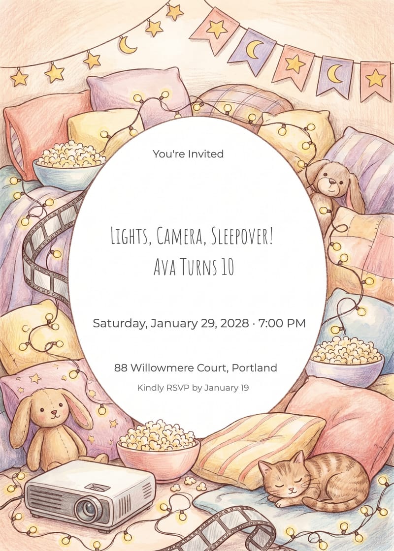 Movie Night Sleepover Invitation invitation