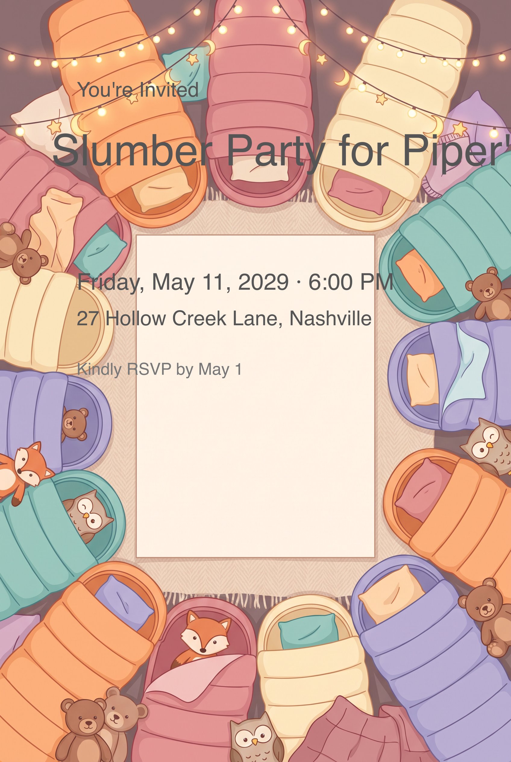 Slumber Party Sleepover Birthday Invitation invitation