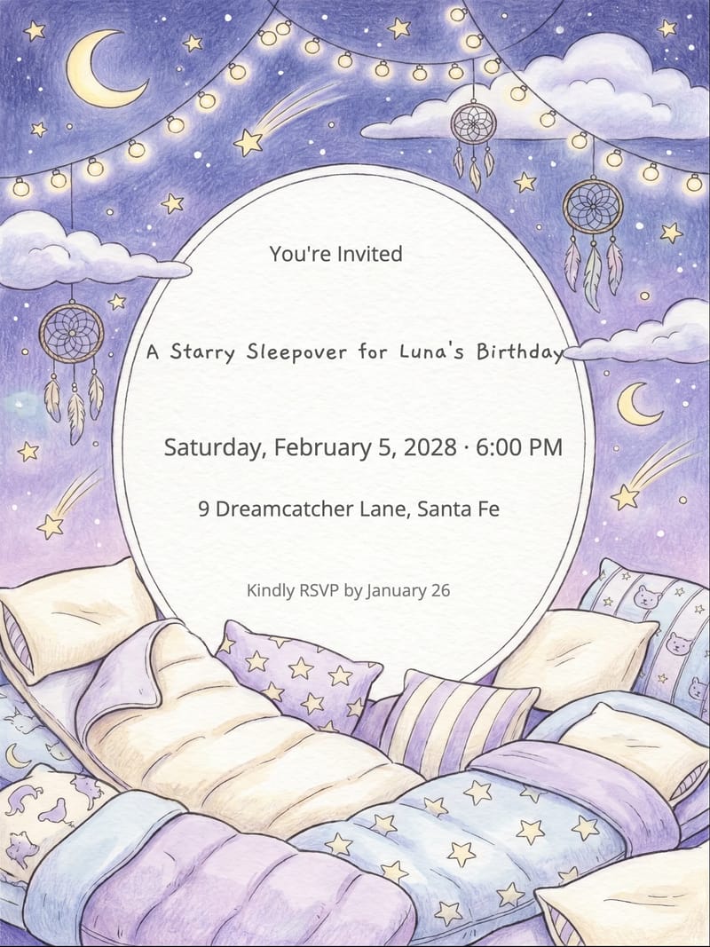 Starry Night Sleepover Invitation invitation