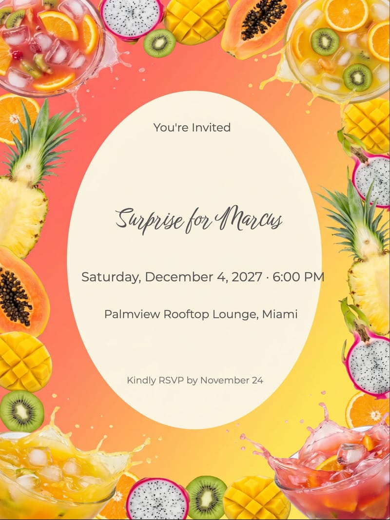 Tropical Punch Surprise Birthday Invitation invitation