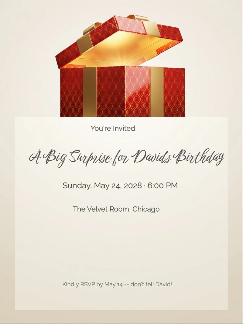 Gift Box Reveal Surprise Birthday Invitation invitation