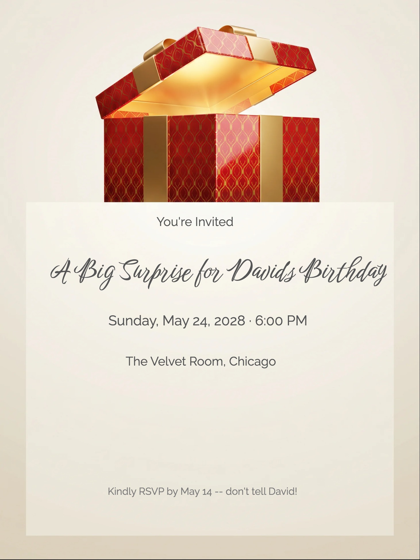 Gift Box Reveal Surprise Birthday Invitation invitation