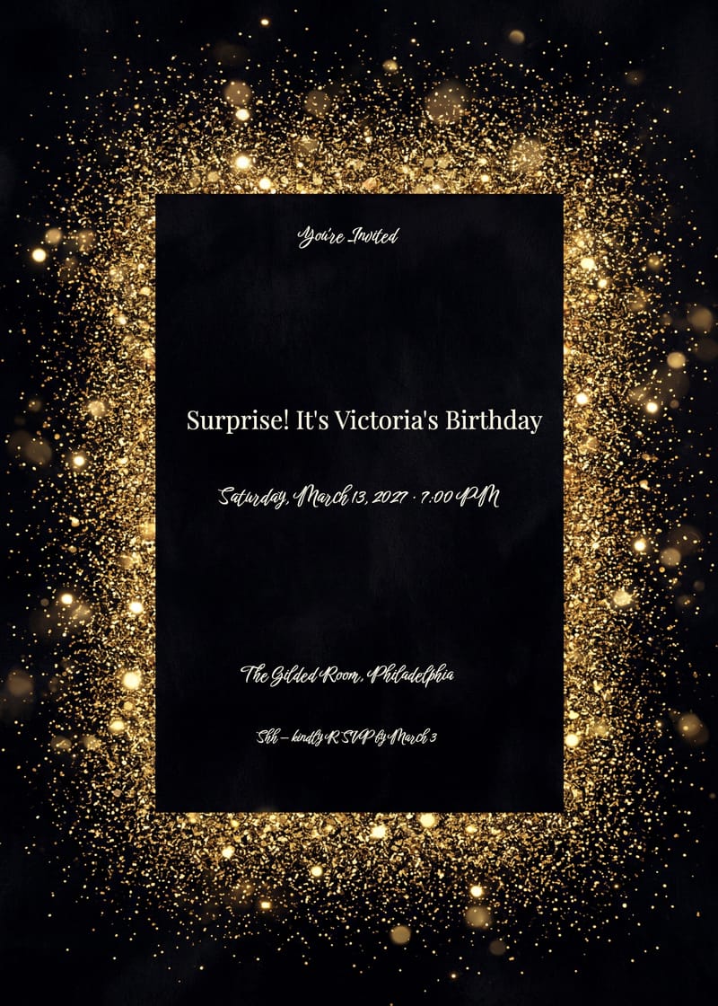 Gold Glitter Surprise Birthday Invitation invitation
