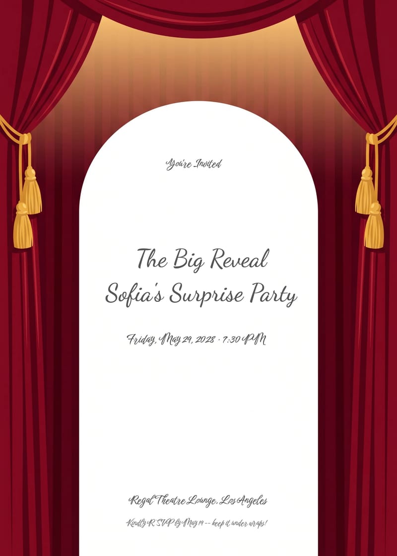 Curtain Reveal Surprise Birthday Invitation invitation