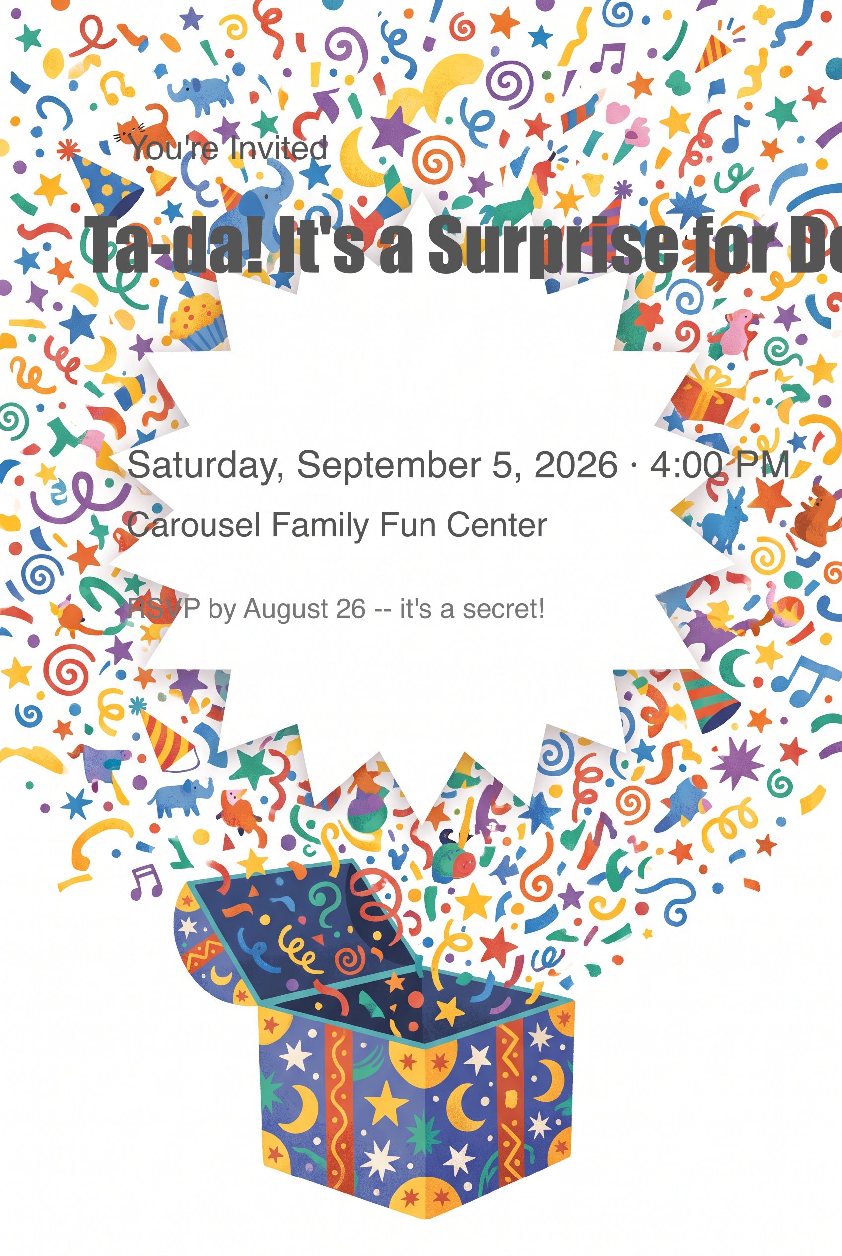 Magic Box Reveal Surprise Birthday Invitation