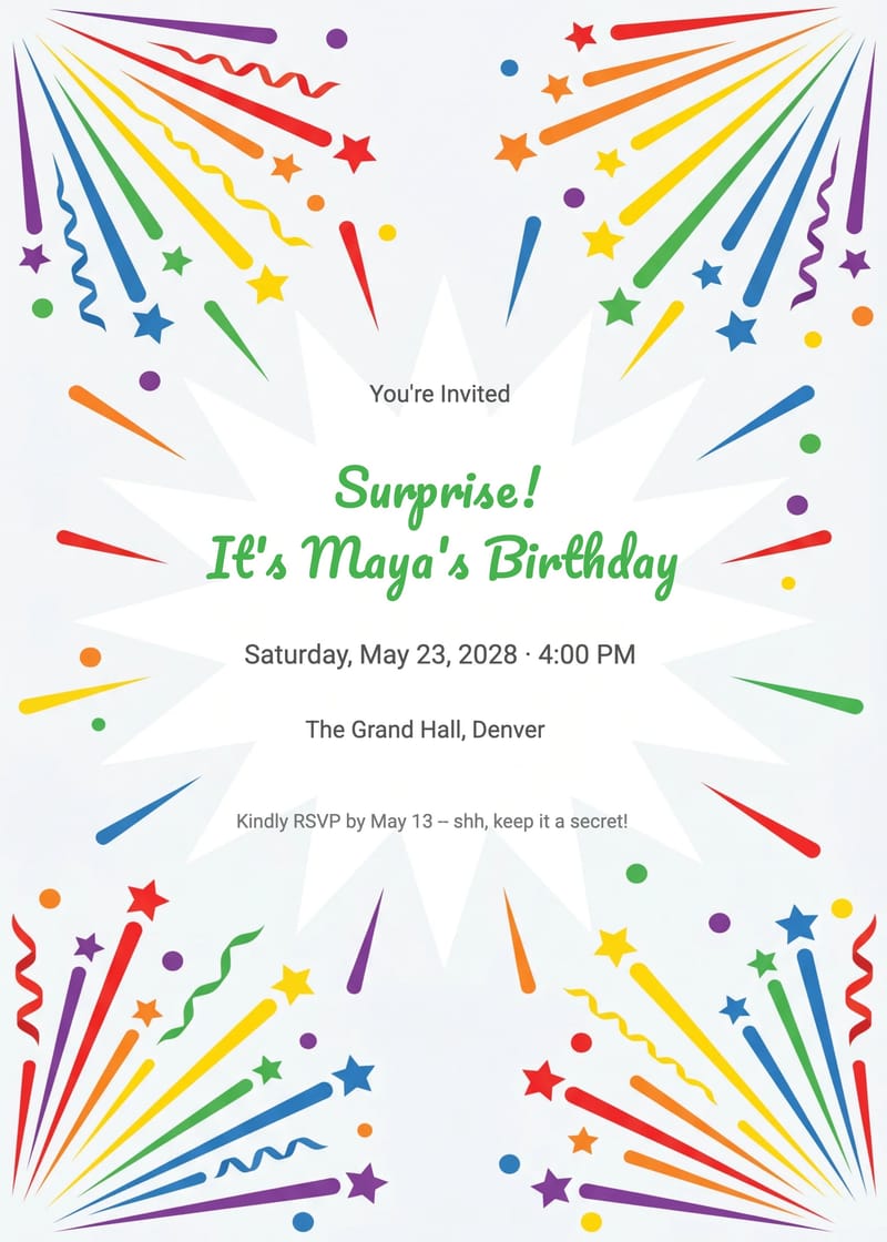 Confetti Cannon Surprise Birthday Invitation invitation