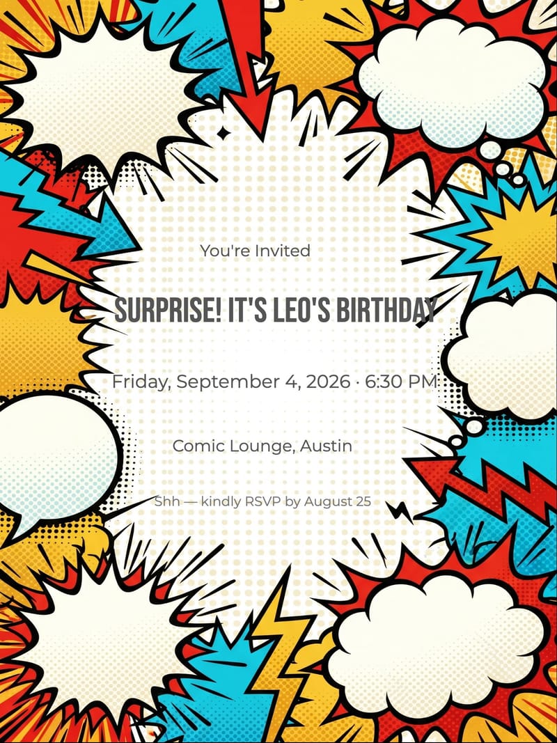 Pop Art Surprise Birthday Invitation invitation