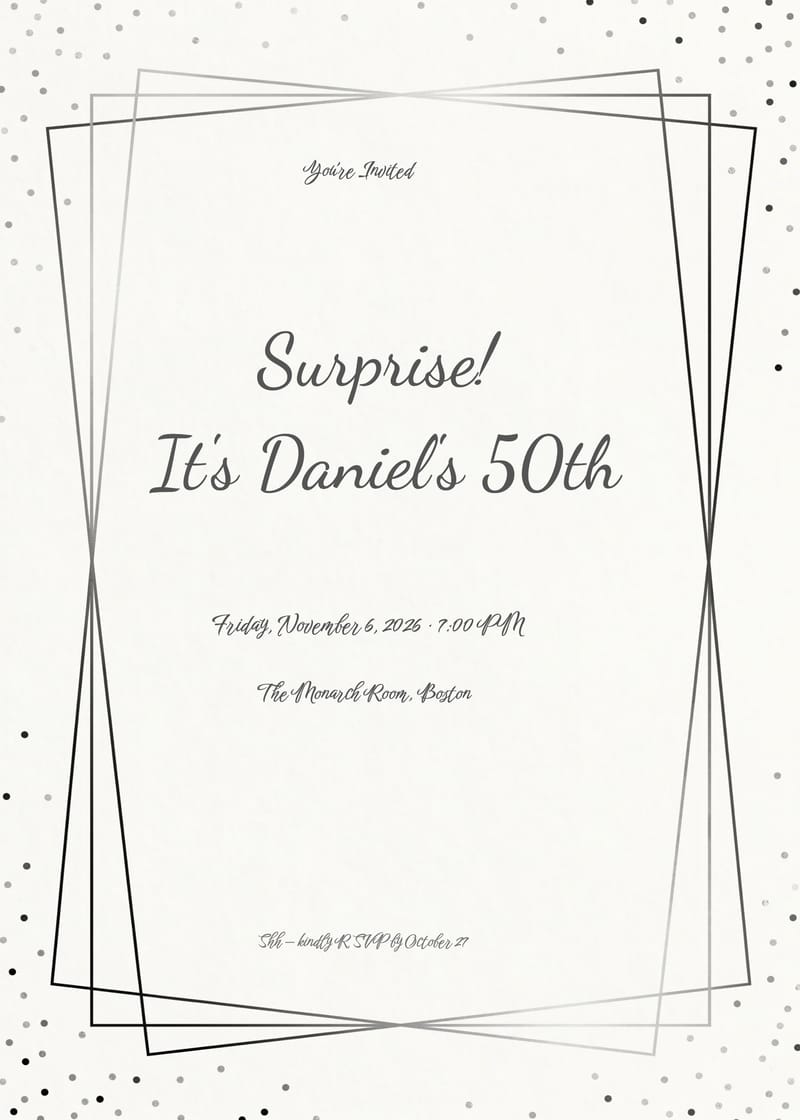 Monochrome Chic Surprise Birthday Invitation invitation