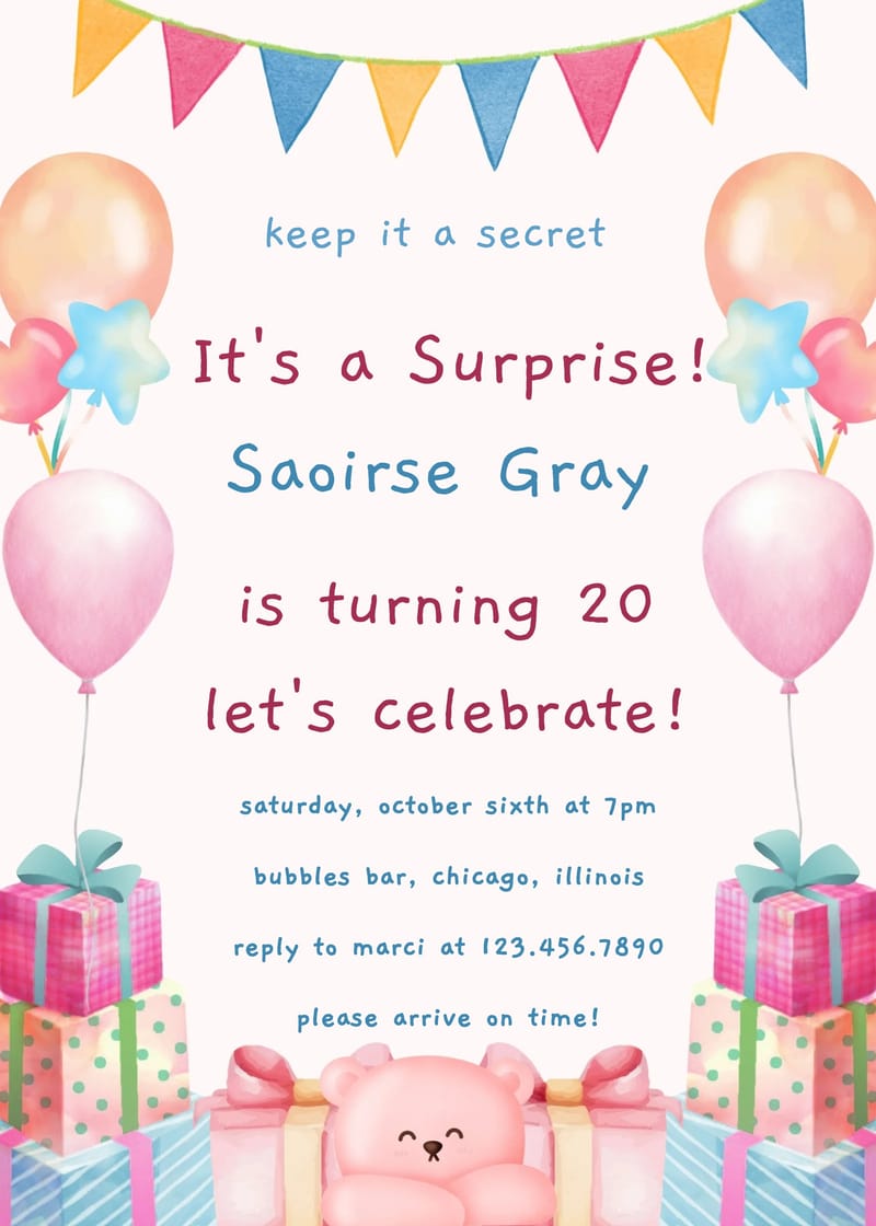 Elegant digital surprise birthday â cutest surprise birthday invitation Card template
