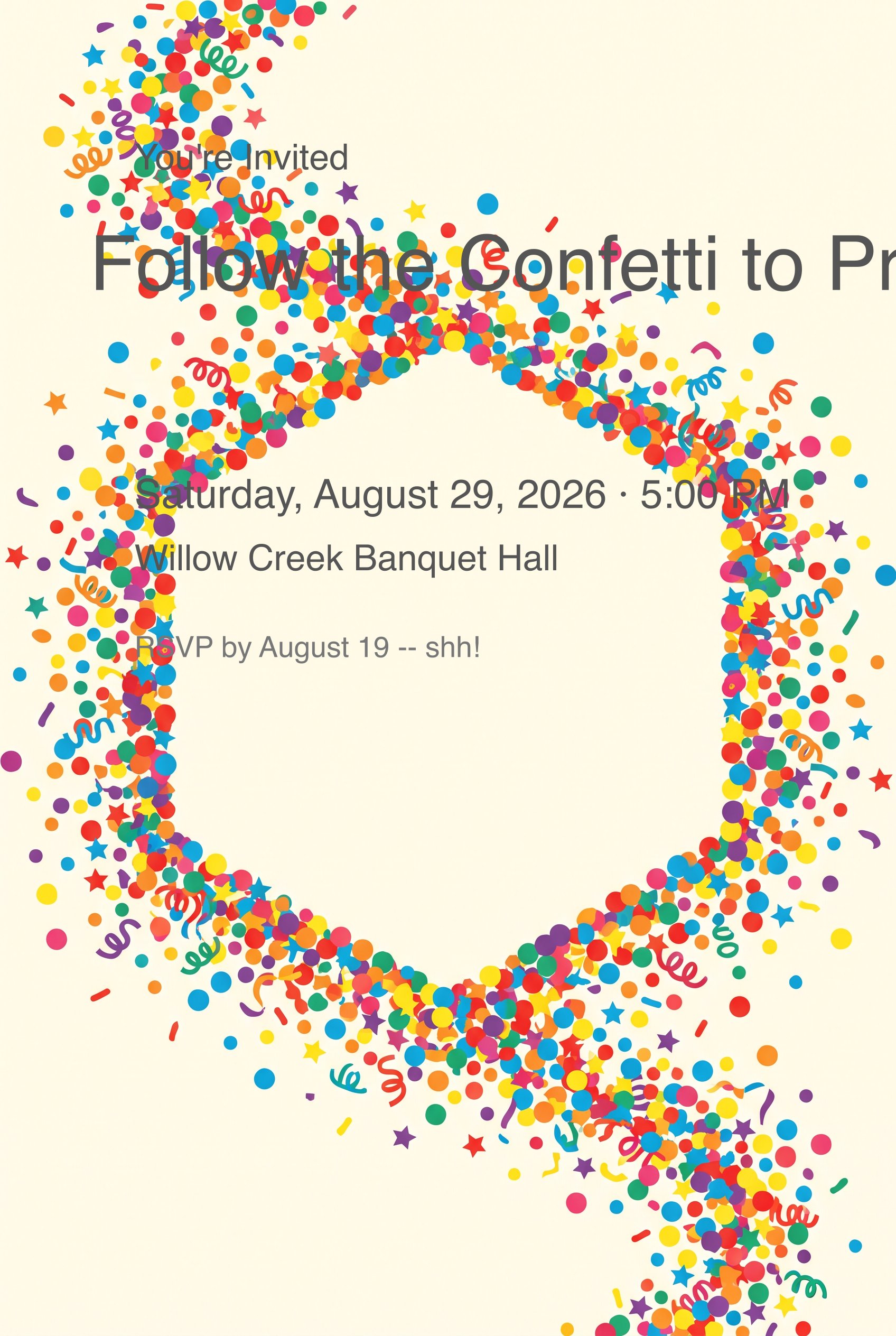 Confetti Trail Surprise Birthday Invitation