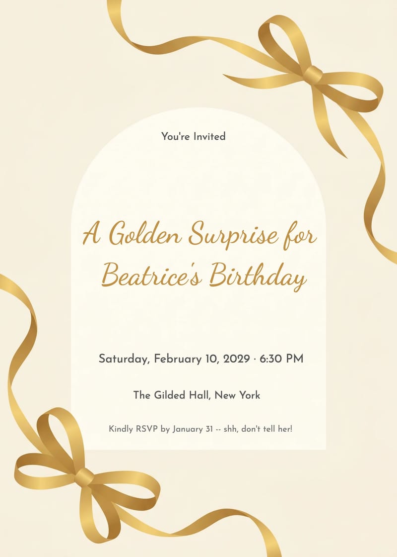 Gift Ribbon Surprise Birthday Invitation invitation