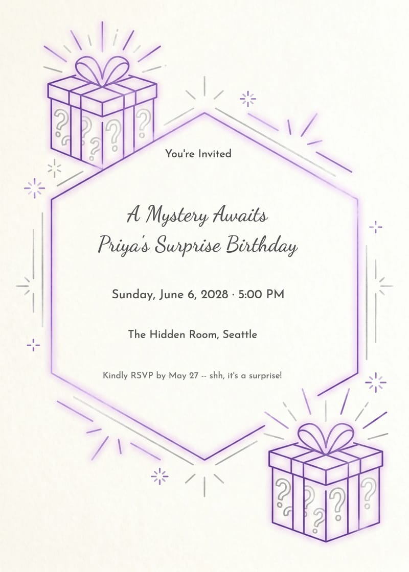 Mystery Box Surprise Birthday Invitation invitation