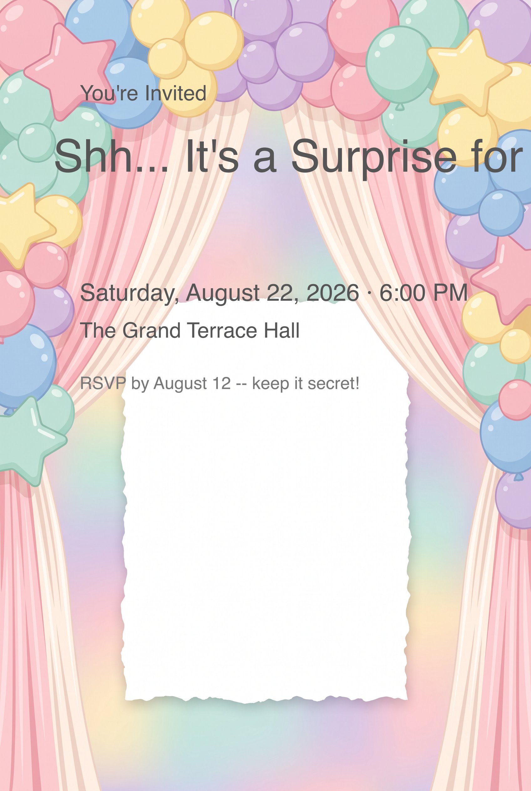 Balloon Arch Reveal Surprise Birthday Invitation