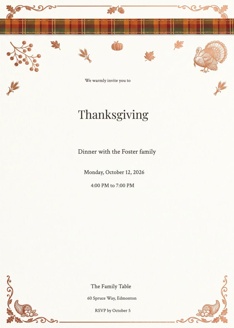 Autumn Plaid Thanksgiving Gathering Invitation invitation