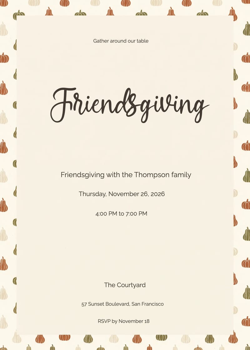 Harvest Block Print Friendsgiving Invitation invitation