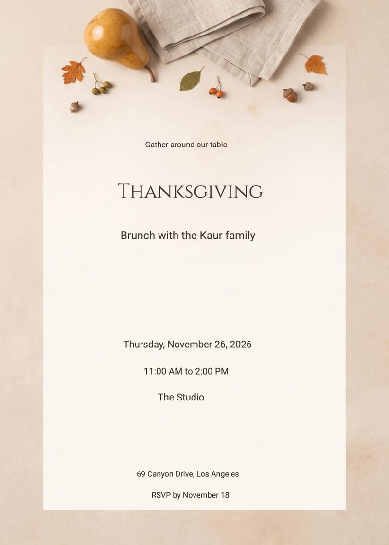 Ceramic Pear Thanksgiving Brunch Invitation invitation