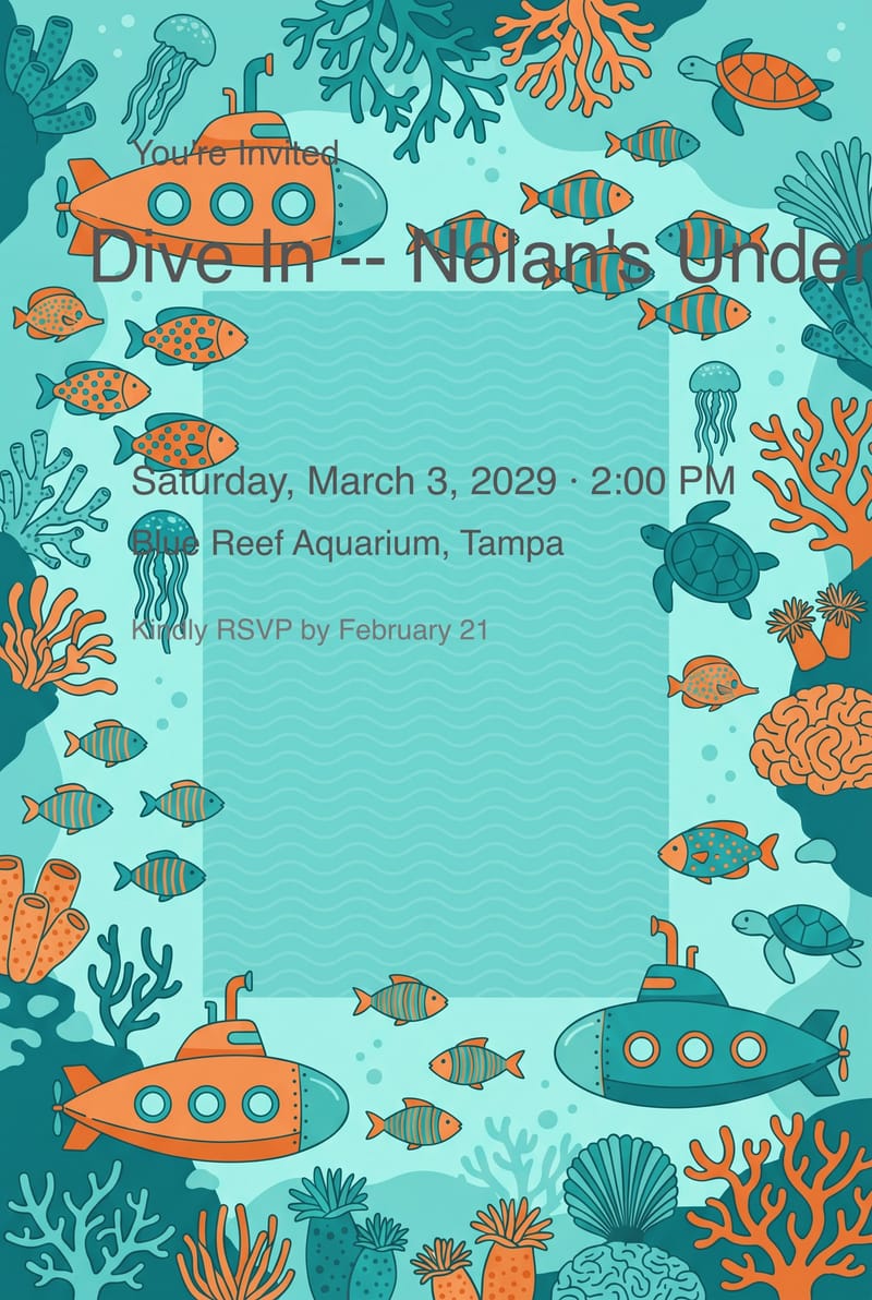Under The Sea Themed Birthday Invitation invitation