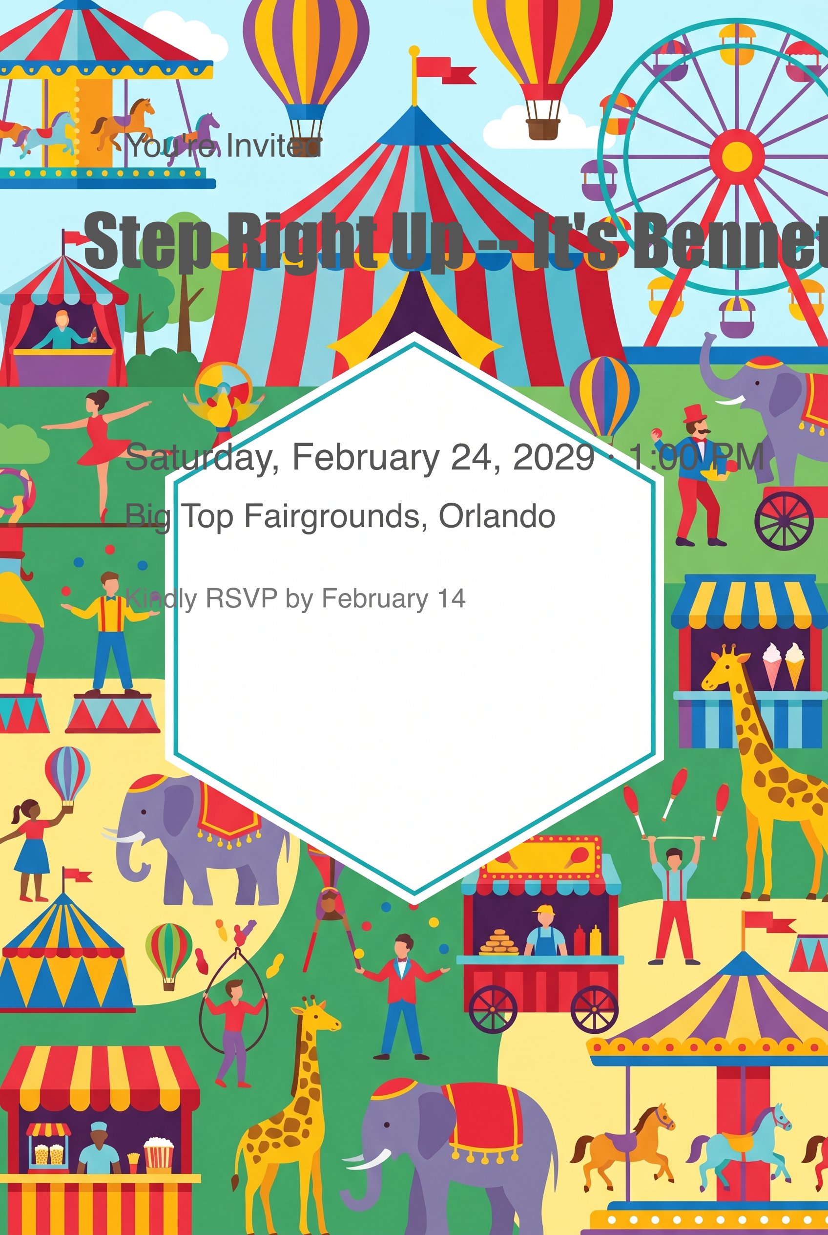 Circus Carnival Themed Birthday Invitation invitation