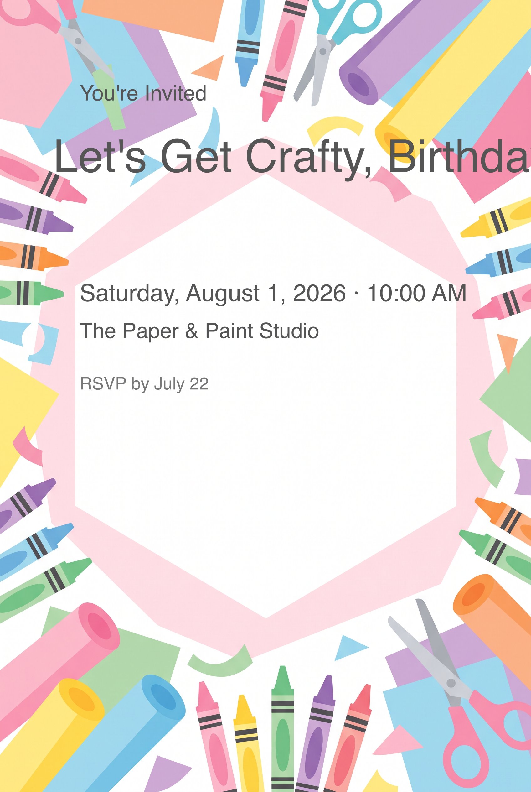 Arts And Crafts Themed Birthday Invitation