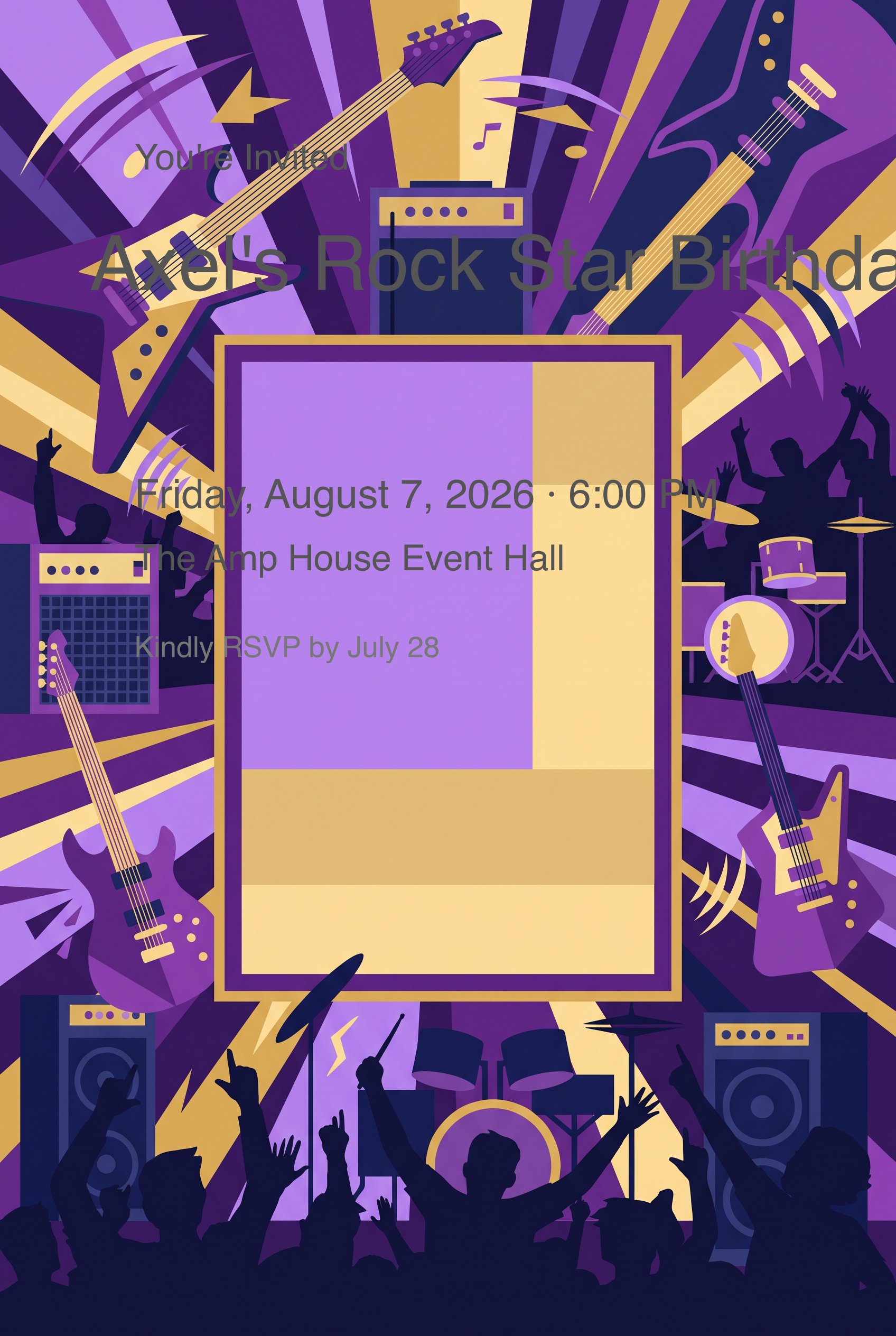 Rock Star Stage Themed Birthday Invitation