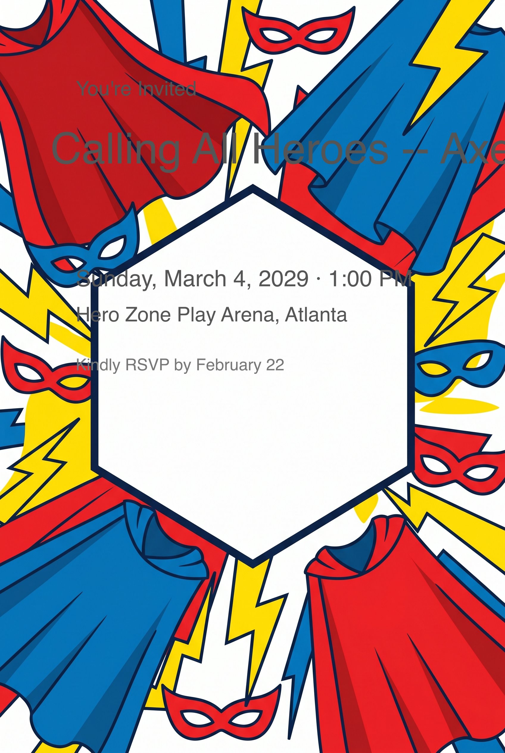 Superhero Themed Birthday Invitation invitation