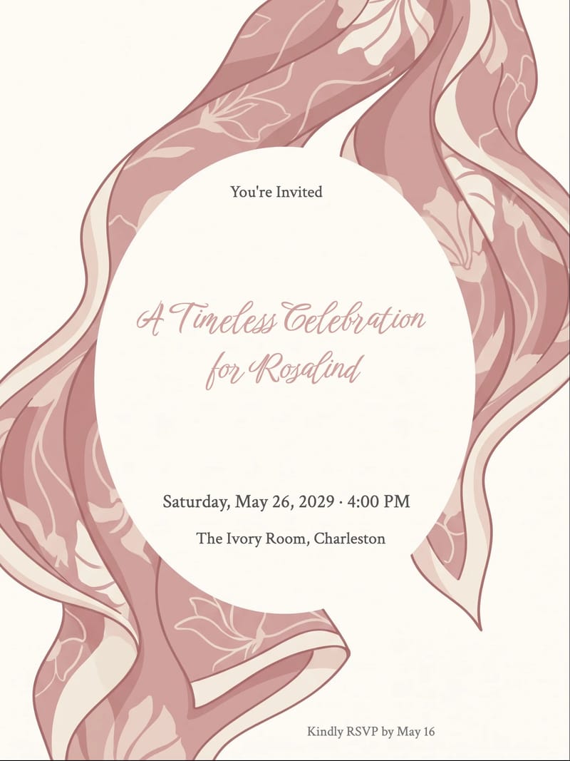 Silk Scarf Women's Birthday Invitation invitation